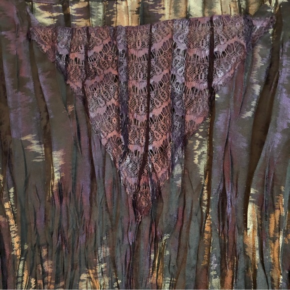 Babette Pleated Crinkle Long Sleeve Dark Purple &Black Square Neck Top Petite - Picture 6 of 15